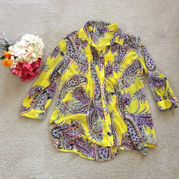 Chelsea&Theodore Bold Paisley Print Button Down XL - Picture 2 of 3